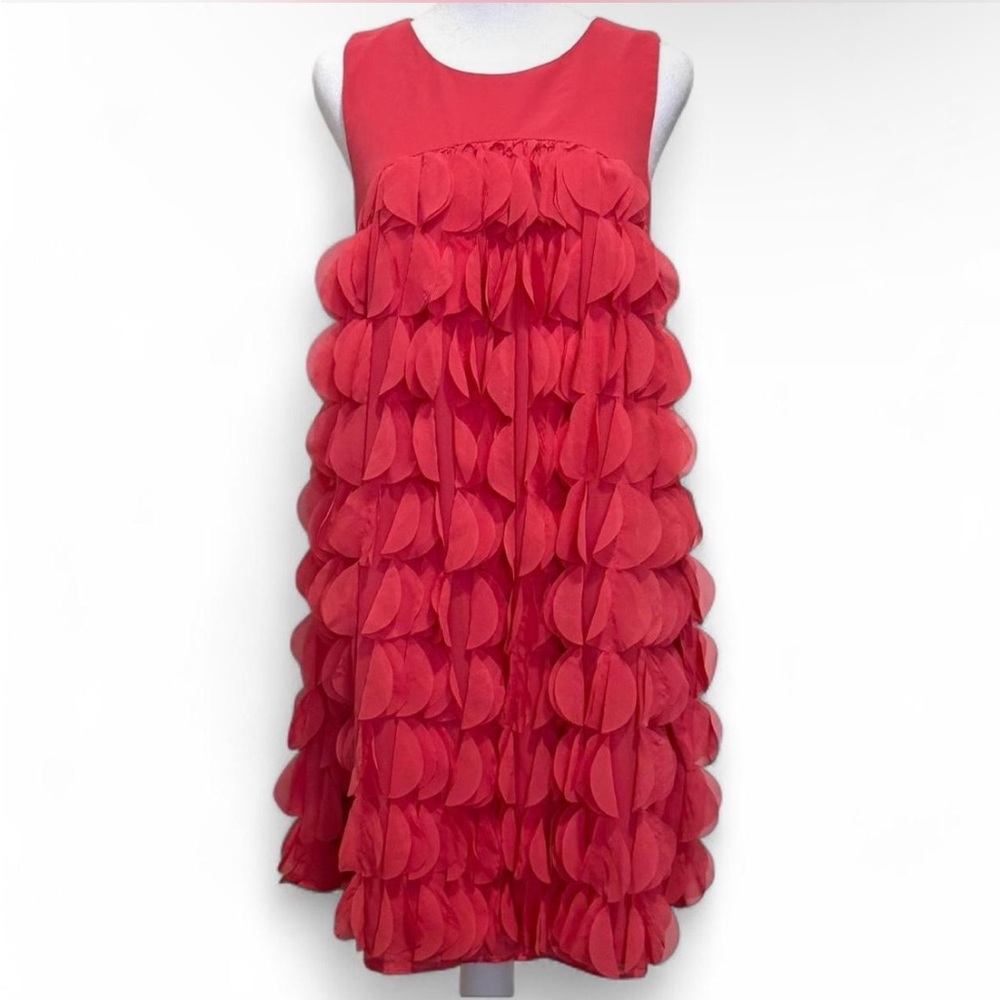 trina turk frilly chiffon hot pink dress